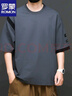 羅蒙（ROMON）短袖t恤男夏季薄款寬松加肥加大碼半袖體恤衣服胖子男裝夏天 深灰 5XL 200-220斤 曬單實拍圖