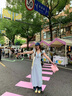 DPLAY2025年秋季新款藍色連衣裙女休閑顯瘦長款拼接蕾絲印花碎花裙子 海岸雛菊 L 曬單實拍圖