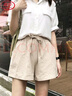 浪莎棉麻短褲女夏季a字外穿大碼運動(dòng)三分褲百搭高腰寬松休閑闊腿熱褲 曬單實(shí)拍圖