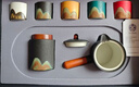 蘇氏陶瓷（SUSHI CERAMICS）手繪釉畫彩茶具套裝千里江山側把壺干泡盤五色茶杯文創(chuàng)伴手禮 曬單實拍圖