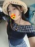 妙奕嘉草帽帽子防曬帽女遮陽帽太陽帽漁夫帽夏季2025新款時(shí)尚洋氣大帽檐 多巴胺泫雅風(fēng)彩色珠鏈條草帽 曬單實(shí)拍圖