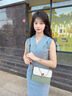 路仕哲七夕情人節禮物送女友2025新款包包女包百搭斜挎單肩包輕奢小方包 2224白綠 曬單實(shí)拍圖