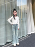 小乖童年女童褲子春夏款牛仔褲2025年春季新款兒童女大童修身夏季薄喇叭褲 藍色 【夏季薄款】 130 曬單實拍圖