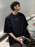 7家優(yōu)品歐美潮牌t恤青少年美式高街短袖男夏季港風復古寬松休閑情侶半袖 QSCZ-T153黑色 XL 曬單實拍圖