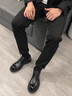 BESNOS意大利品牌大頭皮鞋男真皮透氣系帶日系商務(wù)休閑鞋男士圓頭英倫風(fēng) 黑色 42 曬單實(shí)拍圖