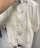 紅袖刺繡國(guó)風(fēng)襯衫夏季新款女裝插肩袖系帶甜美別致圓領(lǐng)顯瘦氣質(zhì)上衣 淺米005 L 曬單實(shí)拍圖