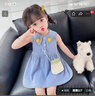 G.DUCKKIDS童裝女童連衣裙夏季2024新款兒童裙子夏天公主裙中小童女孩背心裙 藍(lán)色菠蘿 100 (建議身高90-100cm 3-4歲) 曬單實(shí)拍圖