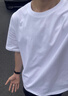 Lee dprre高端純白色500g重磅t恤夏季男款小領(lǐng)口加厚純棉短袖高支七分半袖 白色 L 110-130斤 曬單實(shí)拍圖