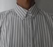 皮爾卡丹（pierre cardin）春秋款男士豎條紋修身襯衫男長袖韓版潮流青年白色襯衣商務(wù)風 白色 L 曬單實拍圖