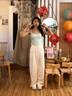 愛(ài)麥依休閑褲女高腰波點(diǎn)闊腿褲女2025新款寬松垂感顯瘦百搭直筒休閑長(cháng)褲 杏色長(cháng)褲 M 80-100斤 曬單實(shí)拍圖