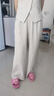 伊芙麗（eifini）伊芙麗老錢風v領亞麻亞麻長款西褲套女2025夏季新款 米色 褲子 L 曬單實拍圖
