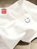 名創(chuàng)優(yōu)品（MINISO）基礎(chǔ)款logo笑臉短袖男夏季簡約百搭純棉圓領(lǐng)男生大碼寬松休閑T恤 白色(m22淺灰笑臉胸標(biāo)) XL /180(不起球不掉色) 曬單實(shí)拍圖