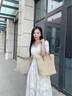 CALWAN KEODH編織包包女包2025新款草編包夏季大容量單肩包手提通勤托特包 【杏色】時(shí)尚百搭休閑海邊實(shí)用 手提通勤包 曬單實(shí)拍圖