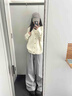 SNYDER WEAR韓系毛衣開衫溫柔風(fēng)長(zhǎng)袖毛衣外套女小個(gè)子寬松顯瘦針織開衫上衣女 米白色  常規(guī) S 建議80-95斤 曬單實(shí)拍圖