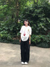 BJHG宋雨琦同款不計后果白色工裝褲子男夏季潮牌輕薄三防運動傘兵褲女 深空黑 L （160-190斤） 曬單實拍圖