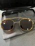 馬登福叔美式復古手工圓框眼鏡阿美咔嘰可拆兩用印花墨鏡飾品男 金框茶鏡 偏光夾片 曬單實(shí)拍圖