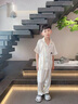 G.duck男童冰絲睡衣三件套夏季2025新款兒童短袖長(cháng)褲家居服青少年空調服 248015熊貓款【三件套】 150 cm 曬單實(shí)拍圖