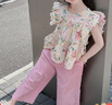G.DUCKKIDS小黃鴨童裝兒童衣服女童套裝夏季2024新款小女孩飛袖山本褲兩件套 粉色  130 (建議120cm 8-9歲左右)cm 曬單實拍圖