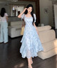 妙奕嘉連衣裙女純欲小香風(fēng)夏季裙子衣服女裝沙灘裙海邊穿搭氣質(zhì)長裙女裙 浪漫藍(lán)碎花雪紡連衣裙 M 曬單實(shí)拍圖