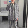 迪伽達時尚百搭設(shè)計感小香風編織夾克男美式復古格子長袖上衣外套 CXHWP-W1042藍色 XL 曬單實拍圖