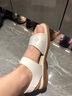 奧康官方女鞋 媽媽鞋夏季新款牛皮百搭舒適平底一字帶涼鞋女 米色1224821025 38 曬單實(shí)拍圖