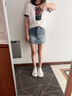 VEROMODA牛仔短褲女2025春季新款街頭風A版高腰短款水鉆哥特風腰牌裙褲 牛仔藍色 S 曬單實拍圖