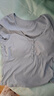 Mom Jane哺乳短袖t恤喂奶上衣半袖外出莫代爾夏季薄款孕婦月子服免穿內(nèi)衣 霧霾藍（經(jīng)典圓領-半固定罩杯） XL 曬單實拍圖