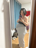Mom Jane孕婦睡褲春夏季薄款家居褲七分褲懷孕期托腹不勒肚子小個子產婦褲 灰白條紋（莫代爾-后兜） XXL 曬單實拍圖