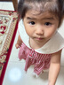 幼歌（YOUGE）夏季新嬰幼兒甜美蝴蝶結(jié)格子透氣純棉無(wú)袖田園連衣裙 紅白格 90 cm 曬單實(shí)拍圖