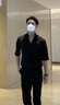 莫代爾立領(lǐng)七分袖襯衫男士中袖夏季修身韓版休閑帥氣高級感五分短袖襯衣 白色 中袖 3XL 155-165斤 曬單實拍圖