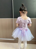 舞東方舞蹈服兒童女春夏短袖芭蕾舞裙女孩幼兒中國(guó)舞跳舞衣服女童練功服 淺紫色（短袖） 130 (身高120-130厘米) 曬單實(shí)拍圖
