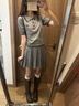 若盼韓系復(fù)古灰色polo領(lǐng)針織衫短袖t恤女夏季修身短款學(xué)院風(fēng)正肩上衣 灰色 M 90-100斤 曬單實拍圖