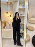 SUSTYLEG輕奢品牌休閑西裝套裝女新款職業(yè)正裝兩件套西服工作服 黑色西裝+西褲 L 曬單實拍圖