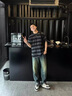 LOMBT復(fù)古水洗牛仔褲男秋季休閑百搭美式寬松闊腿長褲子LB25深藍(lán)L 曬單實拍圖