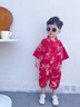 潮韻月男童漢服2025夏季中國風(fēng)套裝周歲禮服襯衣唐裝幼兒園五一演出服 紅色 祥龍套裝 120 曬單實(shí)拍圖