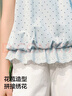 森馬短袖襯衫女短款U領(lǐng)拼接波點(diǎn)繡花2025夏新款飛袖花苞上衣甜美 藍色調00388 M 曬單實(shí)拍圖
