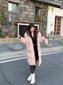 鴨鴨羽絨服女中長(zhǎng)款2025年冬季新款時(shí)尚休閑加厚連帽韓版撞色百搭外套 粉色 M (建議100-120斤) 曬單實(shí)拍圖