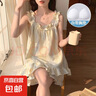 夏日性感吊帶睡衣女款帶胸墊夏季日系藍(lán)色小花短袖短褲家居 豎條紋【帶胸墊】 XL 【建議115-135斤】 曬單實(shí)拍圖
