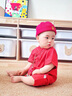 G.DUCKKIDS小黃鴨一周歲禮服男寶寶抓周衣服國風百天百日宴滿月嬰兒衣服夏季 紅色+香囊 73cm 73碼3-7月建議寶寶6-8公斤 曬單實拍圖
