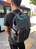 歐倫馳（OULUNCHI）【2025年新款】雙肩包男士商務(wù)電腦背包牛皮休閑男包大容量旅行包 黑色抽繩【充電款】 長(zhǎng)30*寬18*高44cm 曬單實(shí)拍圖
