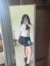 萬(wàn)欣兒學(xué)院風(fēng)白色短袖polo領(lǐng)修身收腰T恤女夏2025獨特超火減齡上衣套裝 白色上衣 M 建議91-105斤 曬單實(shí)拍圖