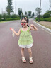 G.DUCKKIDS童裝女童夏裝套裝兒童衣服夏天花朵吊帶上衣休閑裝女寶寶運(yùn)動(dòng)裝夏 蕾絲花苞綠色 90 尺碼1~2歲【 80-90cm】cm 曬單實(shí)拍圖