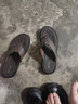 駱駝動感人字拖男頭層牛皮新款夏季拖鞋男外穿潮流防滑防臭夏天皮拖鞋男士 棕色（皮鞋碼） 42 曬單實拍圖
