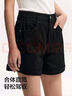 森馬（Semir）休閑褲女簡(jiǎn)約小心機(jī)直筒褲ins潮夏季小個(gè)子翻邊短褲101324125005 曬單實(shí)拍圖