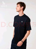 哈吉斯（HAZZYS）男女裝 2025夏季新款【PHIZ系列】情侶款復(fù)古繡花寬松圓領(lǐng)T恤 深藏青色DN -男 XL （180/100A 50） （尺碼偏大）男 曬單實(shí)拍圖