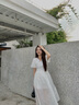 范思藍恩法式泡泡袖V領(lǐng)修身顯瘦連衣裙女夏季2025新款裙子2394 月光白 S 曬單實(shí)拍圖