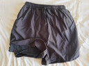 運動(dòng)短褲男健身跑步馬拉松田徑寬松三分褲速干內襯防走光雙層短褲 雙層印花短褲黑色 5XL 曬單實(shí)拍圖