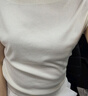 Olrain歐芮兒法式優(yōu)雅一字領(lǐng)顯瘦T恤女夏季2025新款修身減齡上衣 杏色 M 曬單實拍圖