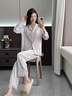 瑤夢令冰絲睡衣女夏天高級感蕾絲薄款短袖仿真絲家居服送閨蜜生日禮物 淺紫優(yōu)雅【長袖長褲】-送禮首選 M 【80-105斤】 曬單實拍圖