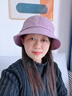 啄木鳥中老年帽子四季通用薄款媽媽春秋款遮陽防曬漁夫帽奶奶休閑布帽 紫色 曬單實拍圖